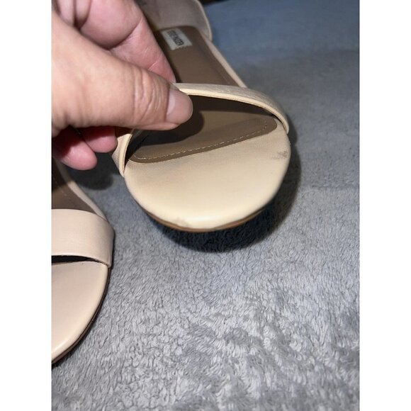 STEVE MADDEN Indie Blush Leather Open Toe Ankle Jeweled Heel Strap Shoes - Picture 8 of 13